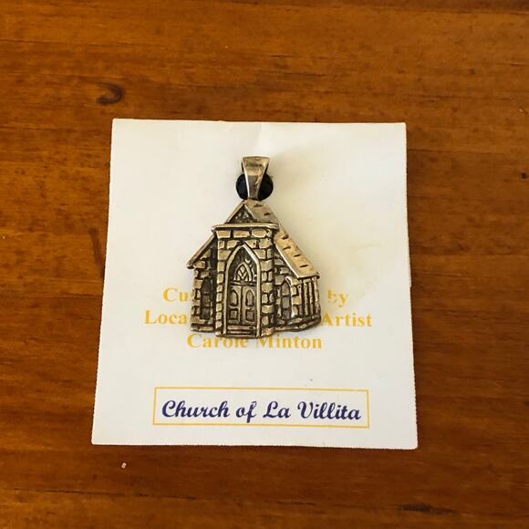 Handmade The Historic Little Church of La Villita Sterling Silver Large Charm - Picture 6 of 6
